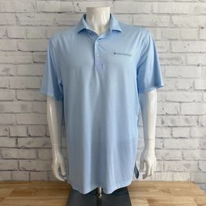 Johnnie-O Shirt Men's Large Polo Short Sleeve‎ Logo Blue Print Golf Stretch